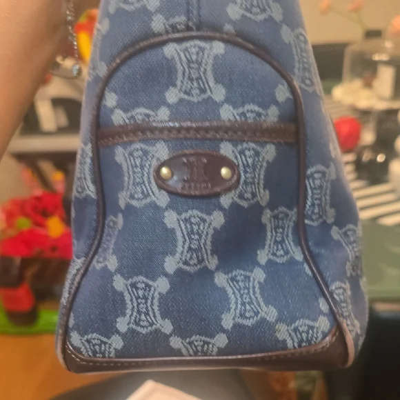 Celine Boogie bag Blue and Brown Satchel with Geometric Pattern AUTHENTIC - Picture 6 of 16